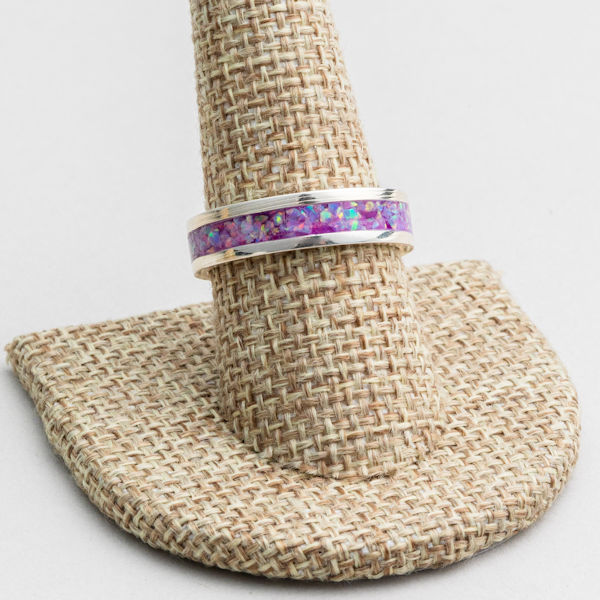 Opal & Argentium Silver Cremation Ring - 6 mm - Image 2