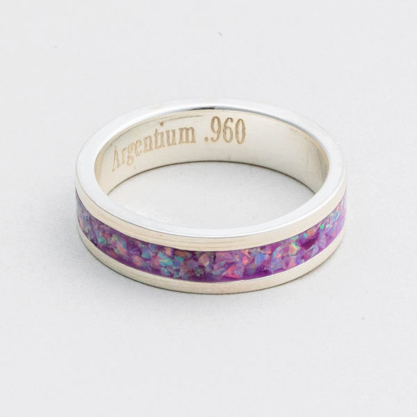 Opal & Argentium Silver Cremation Ring - 6 mm - Image 3
