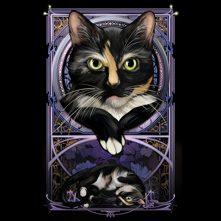 Art Nouveau Cat Portrait - Image 3