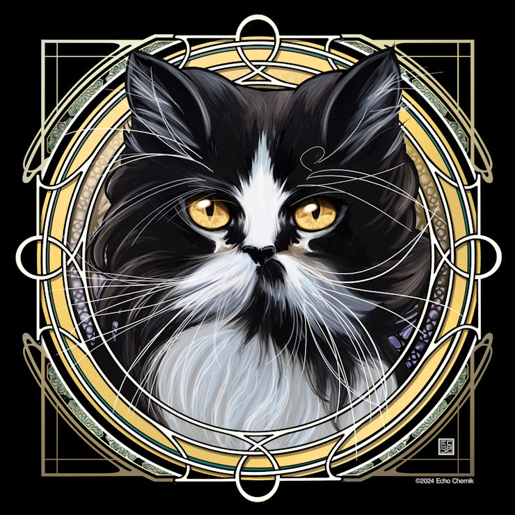 Art Nouveau Cat Portrait - Image 8