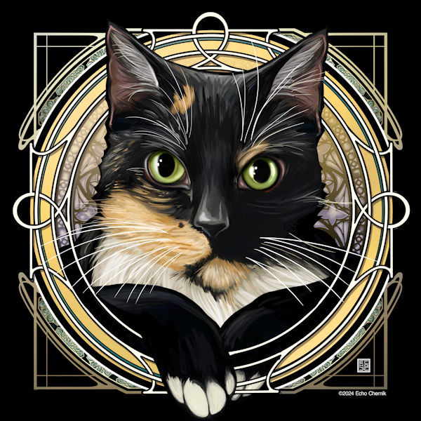 Art Nouveau Cat Portrait - Image 9