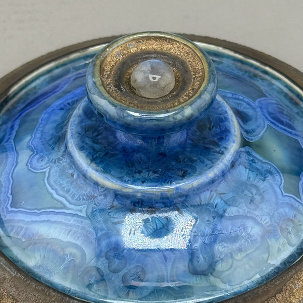 Deep Blue Ceramic Crystalline Glaze Pet Urn - 58 ci - Image 6