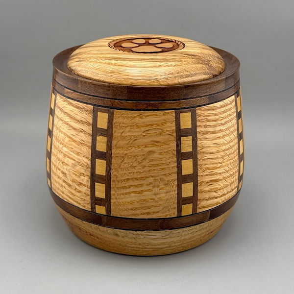 Red Oak, Walnut and Alder Pet Urn - 55 ci - Image 2