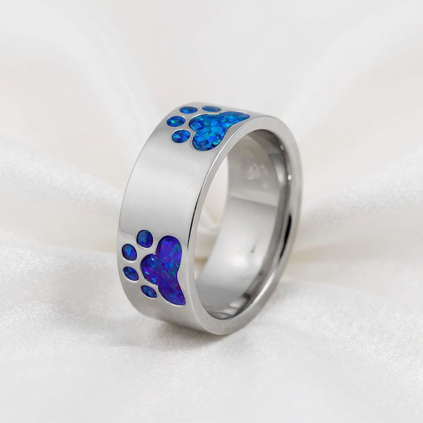 Paw Print Opal Cremation Ring - Image 2